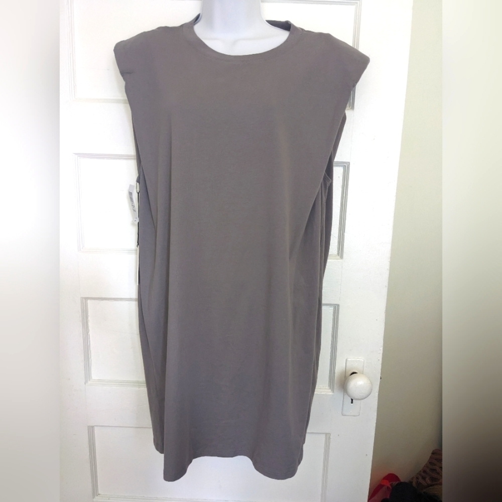Aritzia Sleeveless Mini Dress in Taupe - Picture 2 of 12